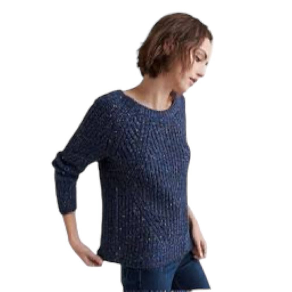 Lucky Brand Marled Crew Neck Pointelle Sweater Small